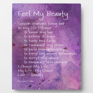Sentez ma beauté Cancer Inspiration Poème Plaque