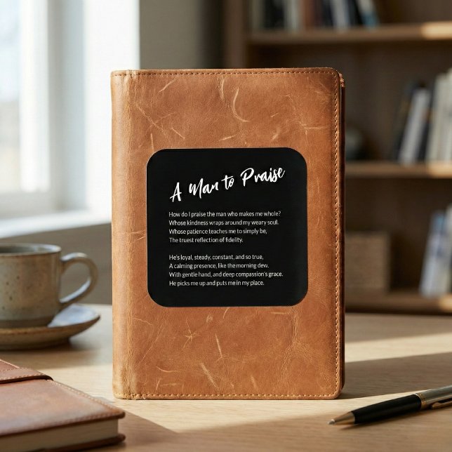 Sentimental "A Man to Lob" Quadratischer Aufkleber ("A Man to Praise" Sentimental Square Sticker)