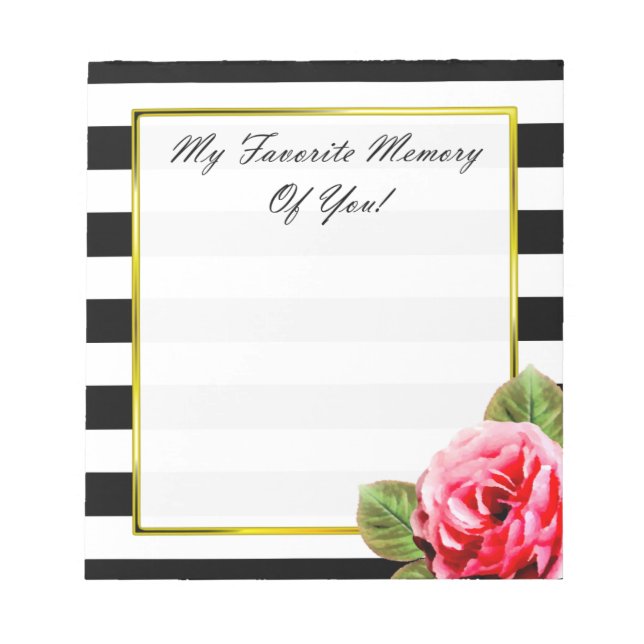 Sentimental Birthday Keepake Memento Pink Rose Notizblock (Vorderseite)