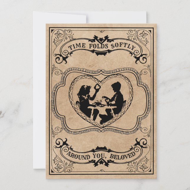 Sentimental Sepia Vintage Silhouette Heart Feiertagskarte (Vorderseite)