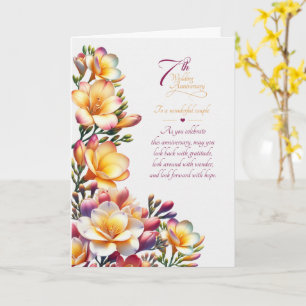 Sentimentale Freesien zum 7. Hochzeitstag für Paar Karte