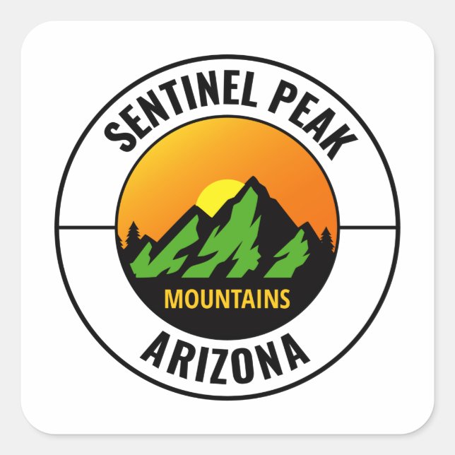 Sentinel Peak Mountain Tucson Arizona Quadratischer Aufkleber (Vorderseite)