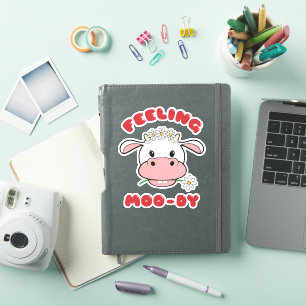 Sentir Moo-dy   Sticker de devis de vache en dessi