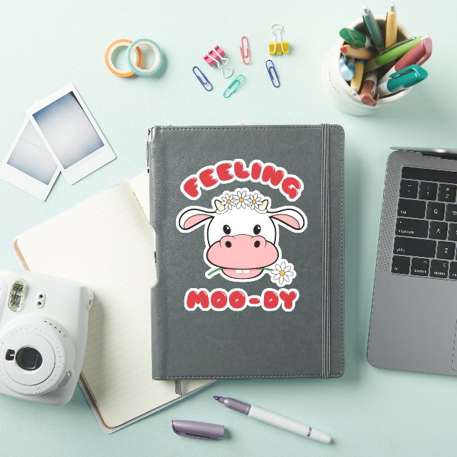 Sentir Moo-dy | Sticker de devis de vache en dessi (Couverture iPad)