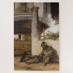 Sentry Guarding a Gate with his Pet Hund