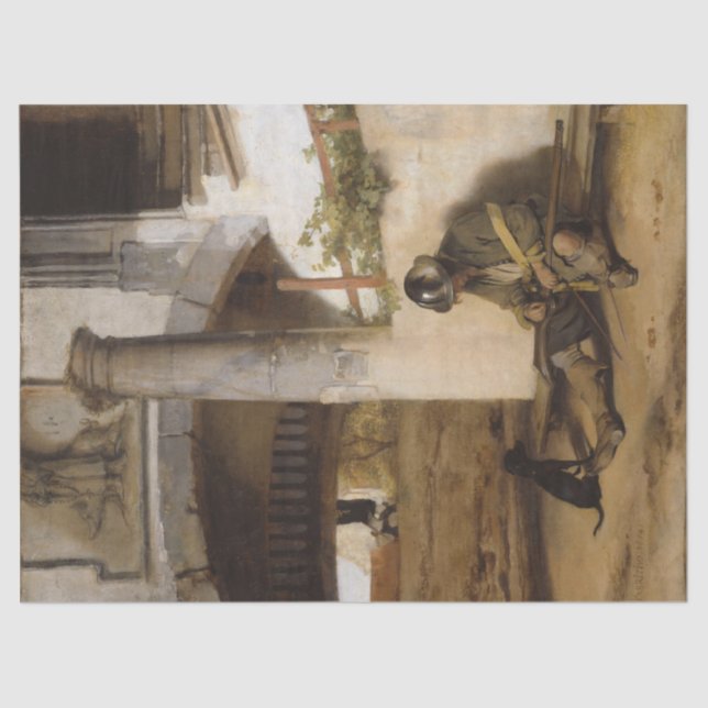 Sentry Guarding a Gate with his Pet Hund Seidenpapier (Vorderseite)