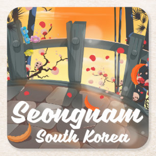 Seongnam Südkorea Reiseplakat Rechteckiger Pappuntersetzer
