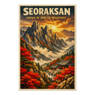 Seoraksan-Berg, Südkorea, in einem klassischen  Poster