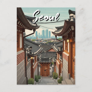 Seoul Bukchon Südkorea Sonnenuntergang Postkarte