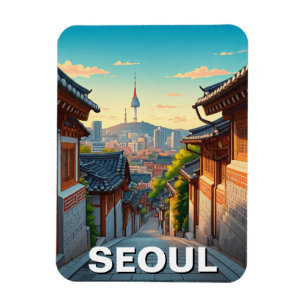 Seoul Bukchon Südkorea Sunset Magnet