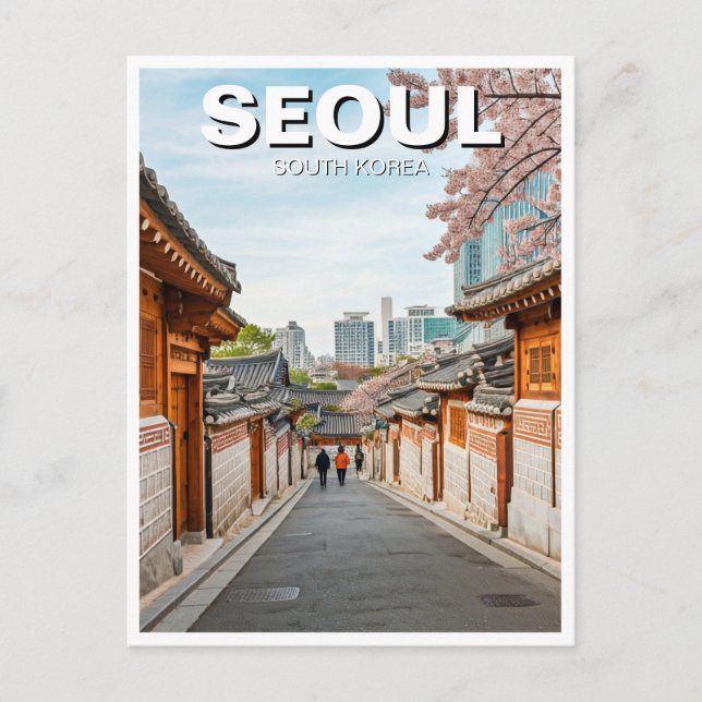 Seoul Bukchon Südkorea Travel Postkarte (Vorderseite)