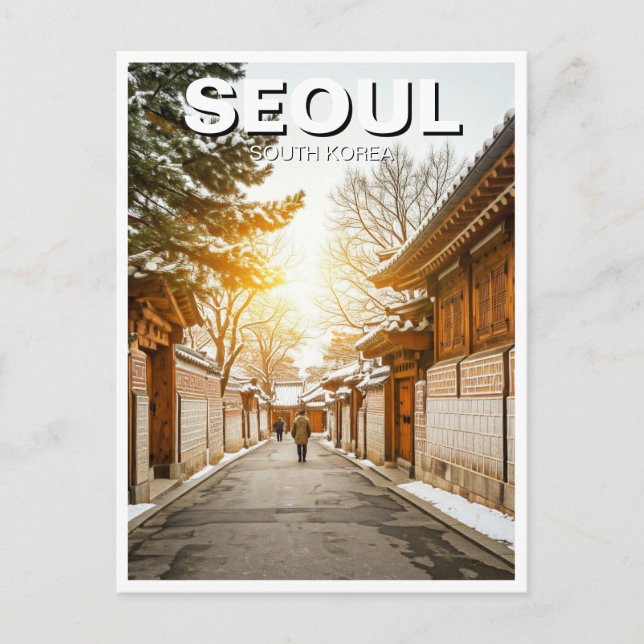 Seoul Bukchon Südkorea Winter Postkarte (Vorderseite)