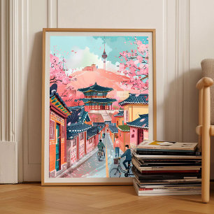 Seoul Druck Seoul Illustration Reiseplakat Süd Poster
