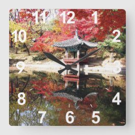Seoul-Herbst-Japaner-Garten Quadratische Wanduhr