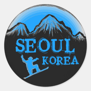 Seoul Korea Snowboardaufkleber Runder Aufkleber