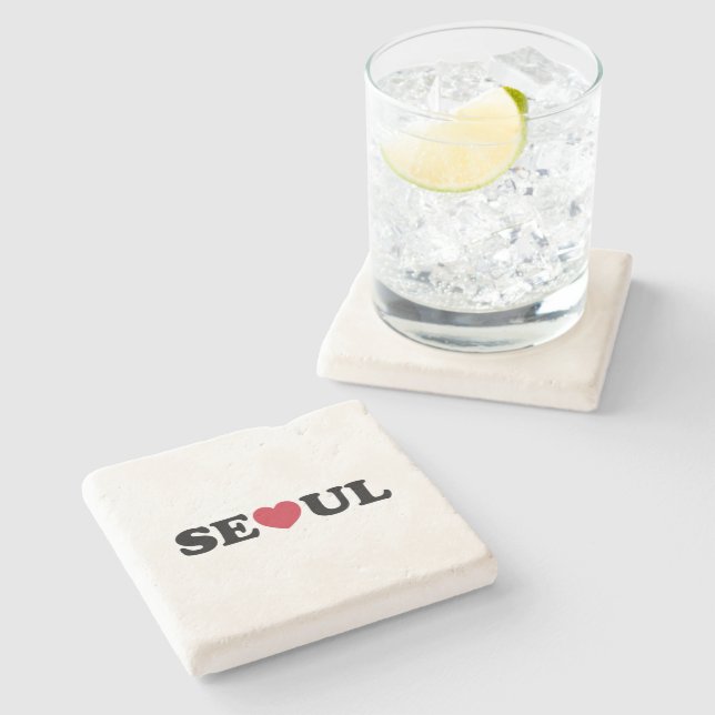 Seoul Liebe Heart Steinuntersetzer (Seitenansicht)