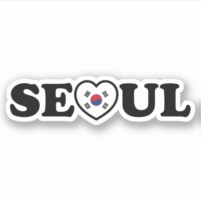 Seoul Liebe Herz Taegeukgi Flag Aufkleber (Vorderseite)