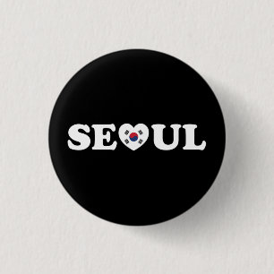 Seoul Liebe Herz Taegeukgi Flag Button