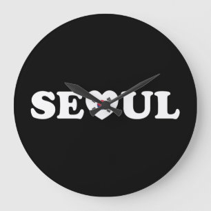 Seoul Liebe Herz Taegeukgi Flag Große Wanduhr