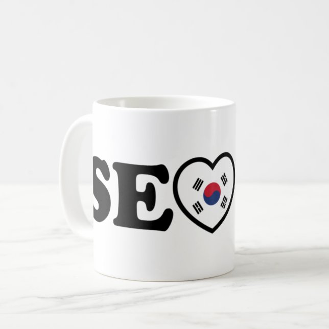 Seoul Liebe Herz Taegeukgi Flag Kaffeetasse (Vorderseite Links)
