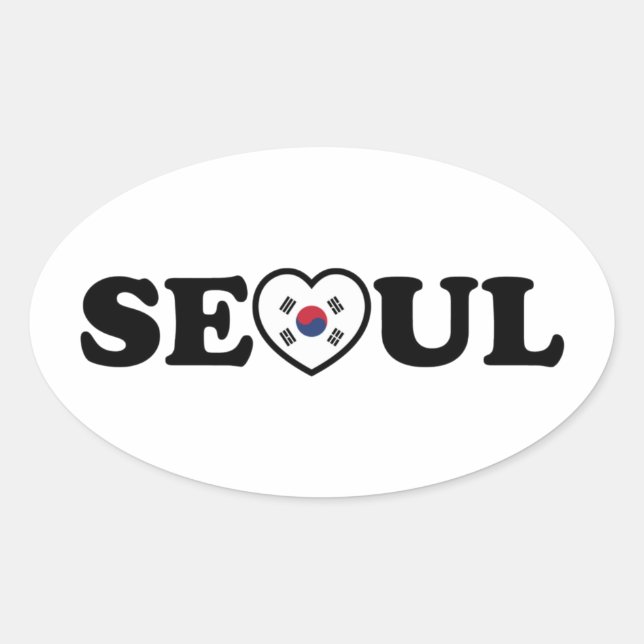 Seoul Liebe Herz Taegeukgi Flag Ovaler Aufkleber (Vorderseite)