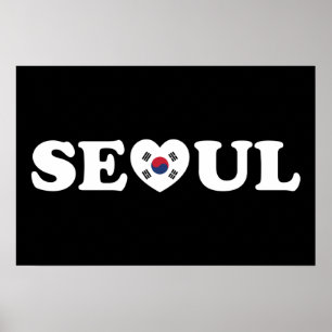 Seoul Liebe Herz Taegeukgi Flag Poster