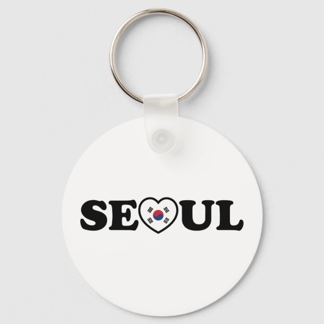 Seoul Liebe Herz Taegeukgi Flag Schlüsselanhänger (Vorderseite)