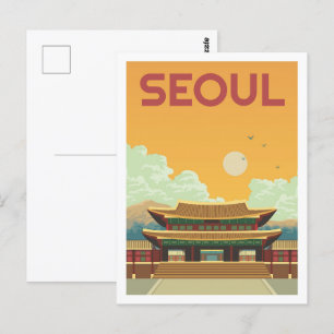 Seoul Nordkorea Berühmter Reiseort Illustration Postkarte