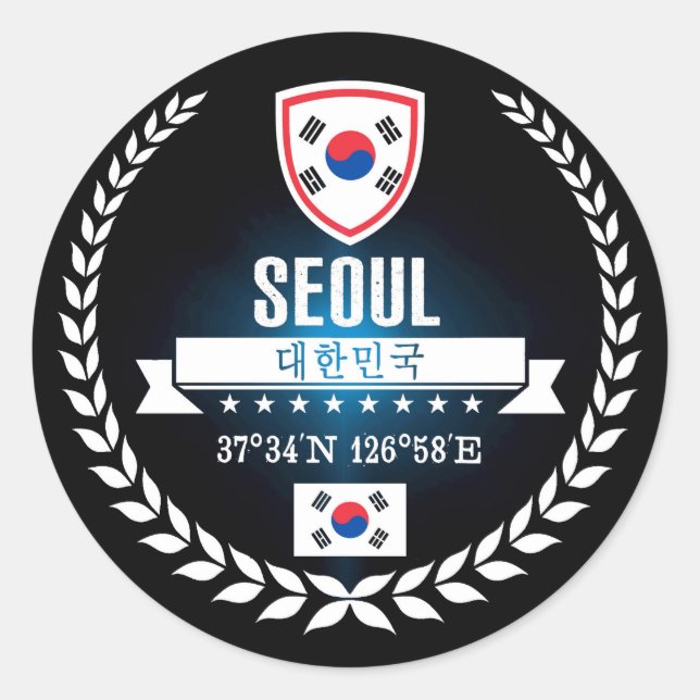 Seoul Runder Aufkleber (Vorderseite)