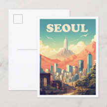 Seoul South Korea Art Vintage Travel Illustration