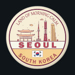 Seoul South Korea City Skyline Emblem Magnet<br><div class="desc">Seoul minimalistisches,  farbenfrohes Kunstdesign mit Sehenswürdigkeiten und Sehenswürdigkeiten der Stadt in Südkorea.</div>