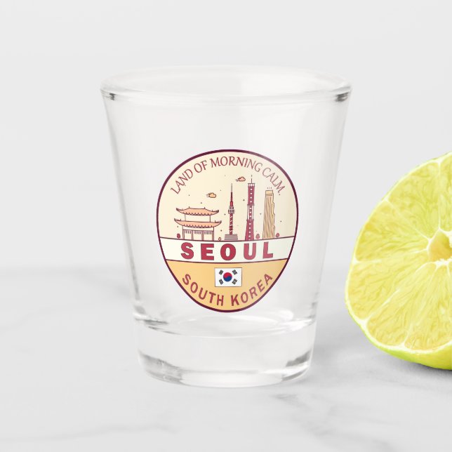 Seoul South Korea City Skyline Emblem Schnapsglas (Vorderseite)