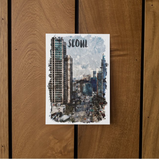 Seoul South Korea City Vintage Travel Postkarte (seoul south korea postcard)