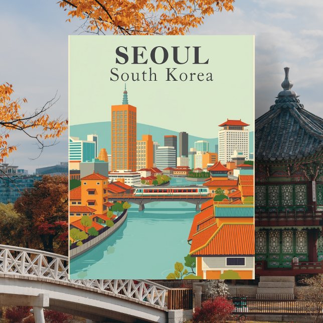 Seoul South Korea Mitte des Jahrhunderts Retro Tra Postkarte (Seoul South Korea Mid-Century Retro Travel Postcard
)