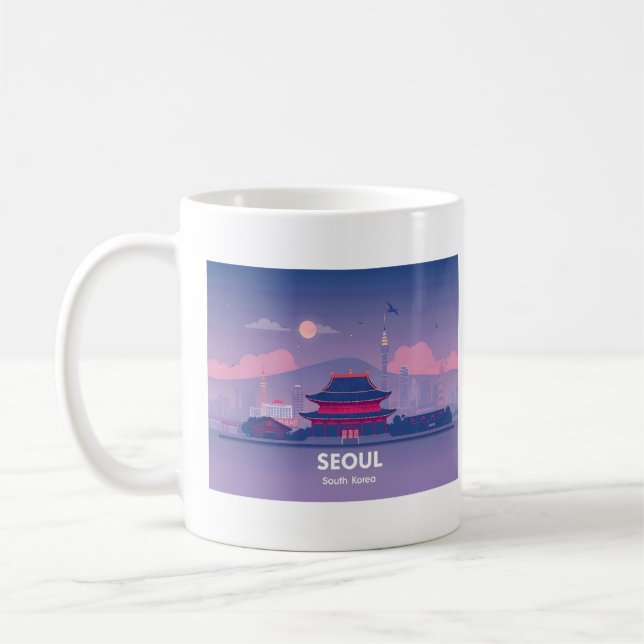 Seoul South Korea Pastel Travel Design Kaffeetasse (Links)