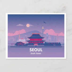 Seoul South Korea Pastel Travel Design Postkarte