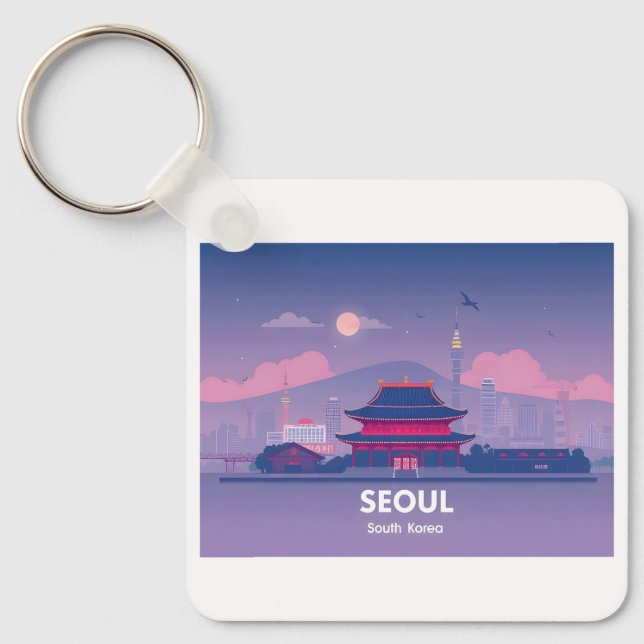 Seoul South Korea Pastel Travel Design Schlüsselanhänger (Vorderseite)