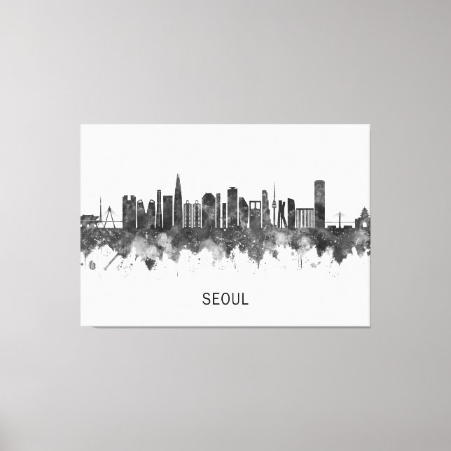 Seoul South Korea Skyline BW Leinwanddruck (Vorderseite)