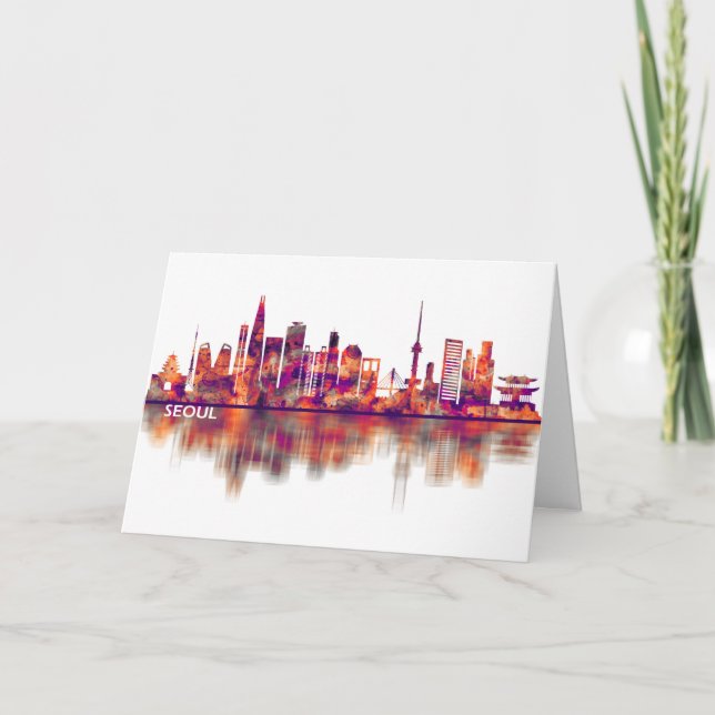 Seoul South Korea Skyline Feiertagskarte (Vorderseite)