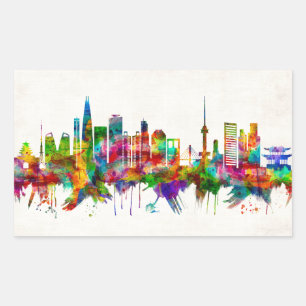 Seoul South Korea Skyline Rechteckiger Aufkleber