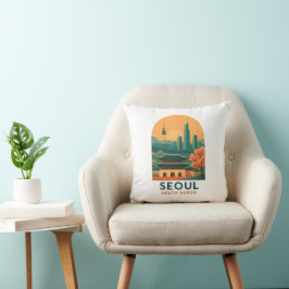 Seoul South Korea Throw Pillow – Vintage Travel  Kissen
