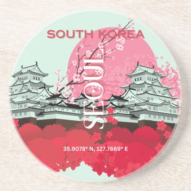 Seoul South Korea Travel Art Getränkeuntersetzer (Vorne)