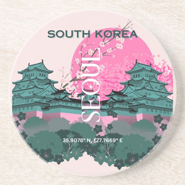 Seoul South Korea Travel Art Getränkeuntersetzer (Vorne)