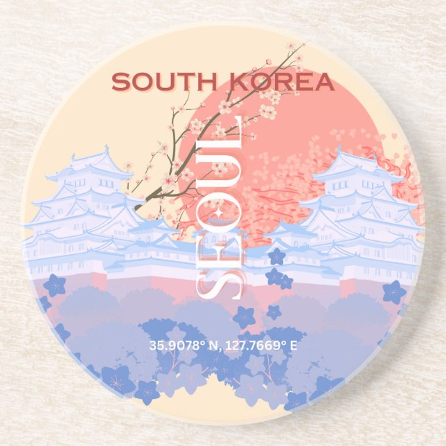 Seoul South Korea Travel Art, Pastel Getränkeuntersetzer (Vorne)