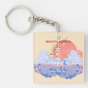 Seoul South Korea Travel Art, Pastel Schlüsselanhänger