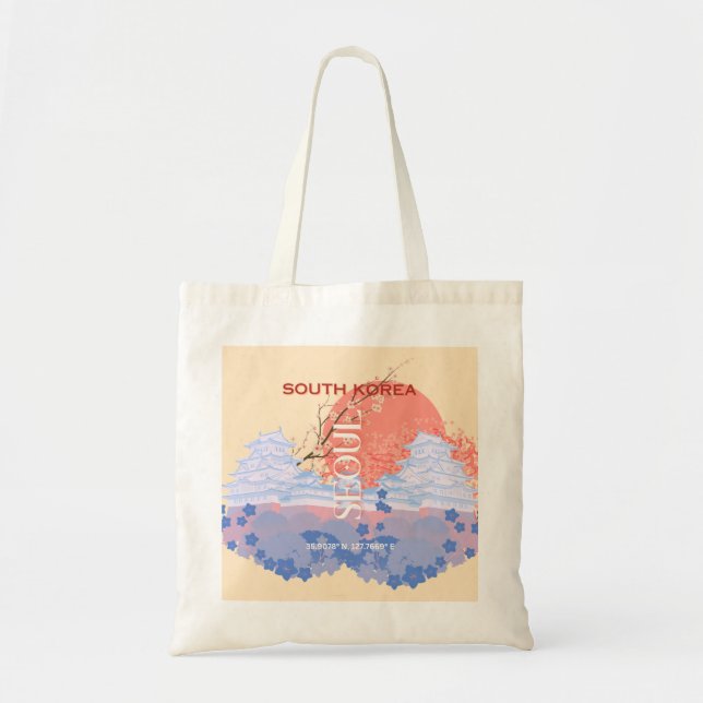 Seoul South Korea Travel Art, Pastel Tragetasche (Vorne)