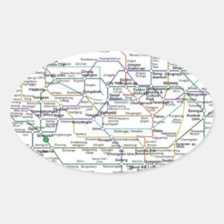 Seoul Subway Map Ovaler Aufkleber