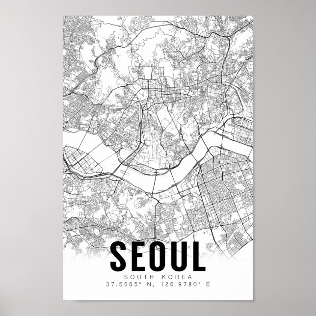 Seoul Südkorea 서 울 Minimalistische Karte Poster (Vorne)
