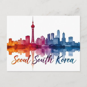 Seoul Südkorea Aquarell Reise Kunst Postkarte