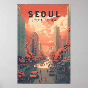 Seoul Südkorea Illustration Kunst Vintage Poster